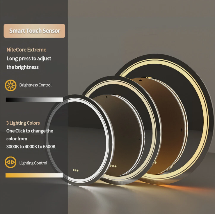 Interior Ave - LED Round Frameless Salon / Bathroom Wall Mirror - 90cm