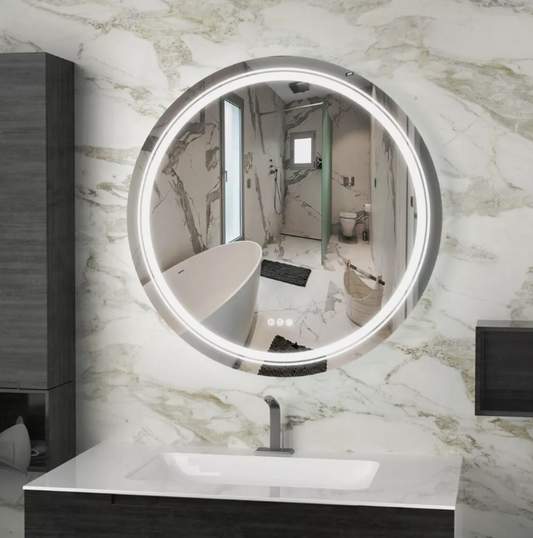 Interior Ave - LED Round Frameless Salon /  Bathroom Wall Mirror - 60cm