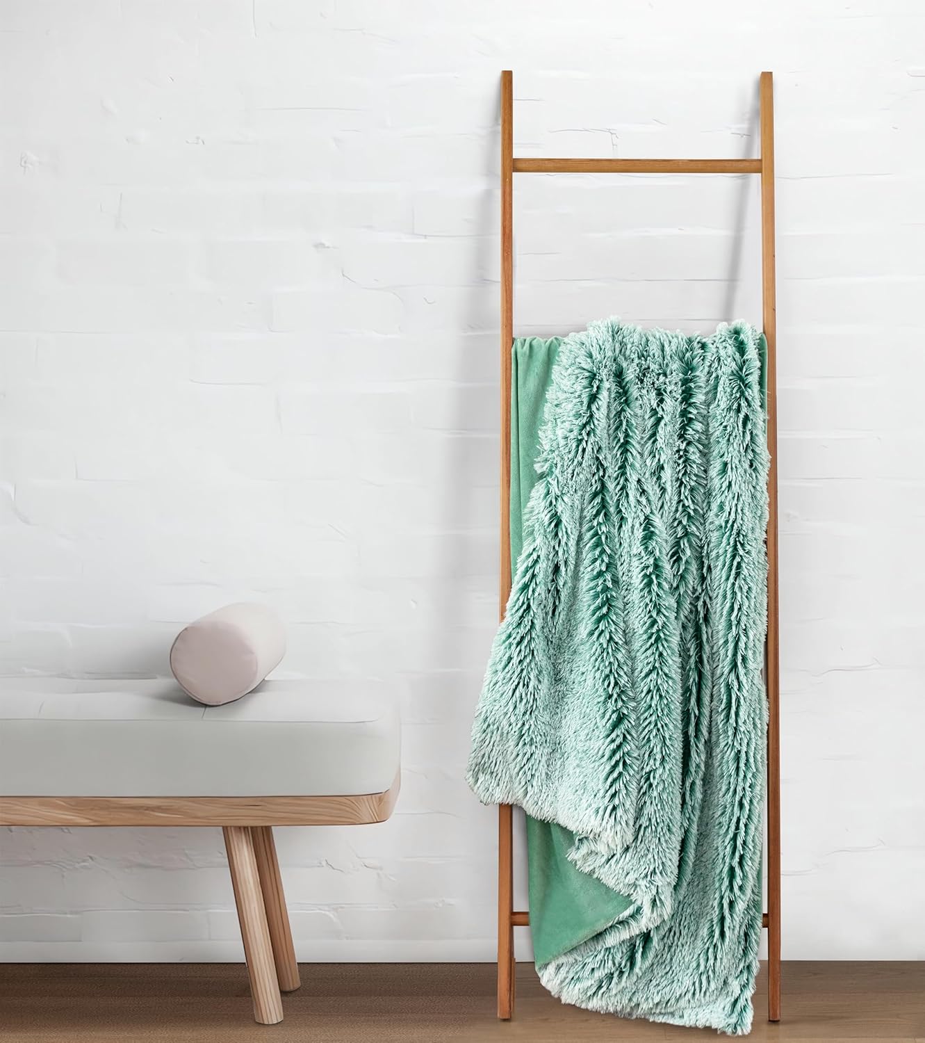 Double Sided Fx Fur Shaggy Throw Blanket - Emerald