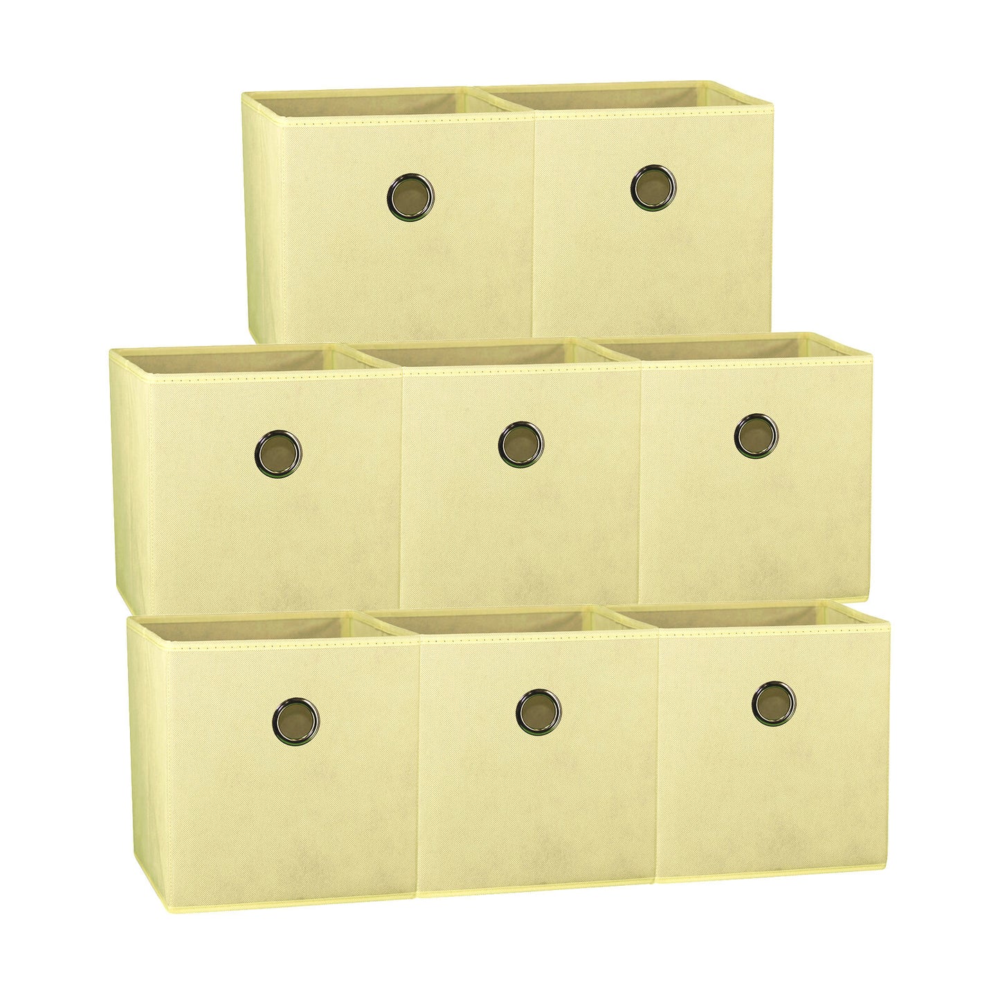 SORTI 27x28x27 CM Beige 8-Pack Foldable Storage Cubes - Fabric Bookcase Organizers for Toys and More