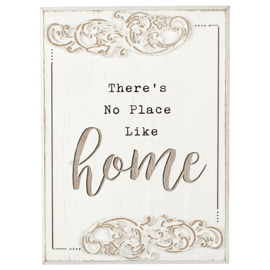 Wood-carved 'No Place Like Home' Wall Art 20x27cm