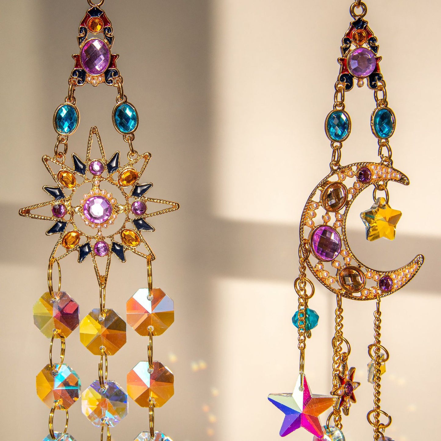 Colorful Dazzling Celestial Crystal Suncatcher - Star Shape Rainbow Maker Window Hanging Ornament